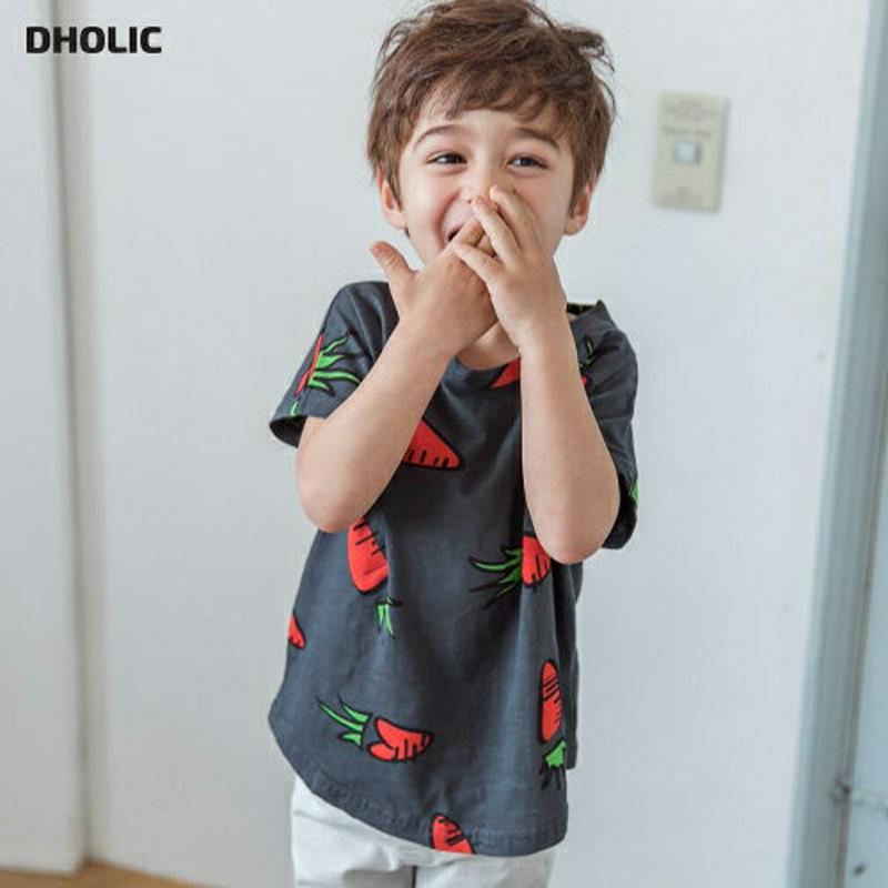 ラウンドネックキャロットTシャツ・p001081 キッズ【3~8才】【tops】【トップス Tシャツ 半袖 ハーフスリーブ にんじん 人参 カジュアル ラフ ユニーク ラフ 女の子 男の子 子供 こども 子供服 こども服】【KIDS】