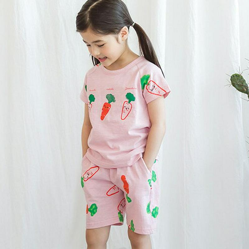 2TYPEプリントショートパンツ・p001195 キッズ【3~8才】【pt】【ショートパンツ パンツ ズボン ボトムス 半ズボン ハーフパンツ 恐竜 ダイナソー 柄 にんじん かわいい カジュアル 女の子 男rの子 子供 こども 子供服 こども服】【KIDS】