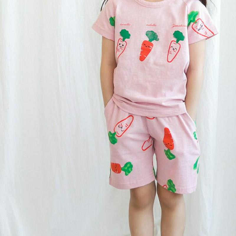 2TYPEプリントショートパンツ・p001195 キッズ【3~8才】【pt】【ショートパンツ パンツ ズボン ボトムス 半ズボン ハーフパンツ 恐竜 ダイナソー 柄 にんじん かわいい カジュアル 女の子 男rの子 子供 こども 子供服 こども服】【KIDS】