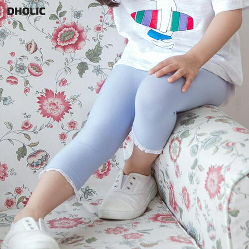 レースヘムレギンス・p001098 キッズ【3~8才】【pt】【レギンス パンツ ズボン ボトムス 長ズボン レース 単色 シン
