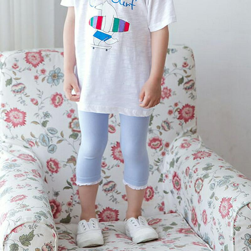 レースヘムレギンス・p001098 キッズ【3~8才】【pt】【レギンス パンツ ズボン ボトムス 長ズボン レース 単色 シン