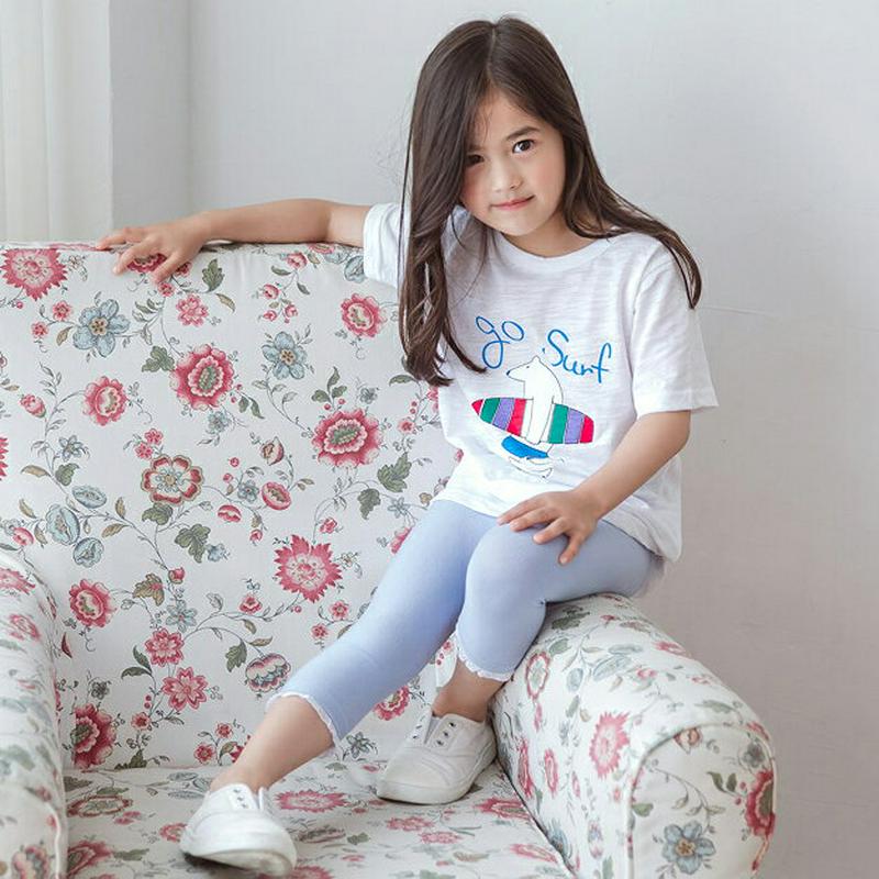 レースヘムレギンス・p001098 キッズ【3~8才】【pt】【レギンス パンツ ズボン ボトムス 長ズボン レース 単色 シン
