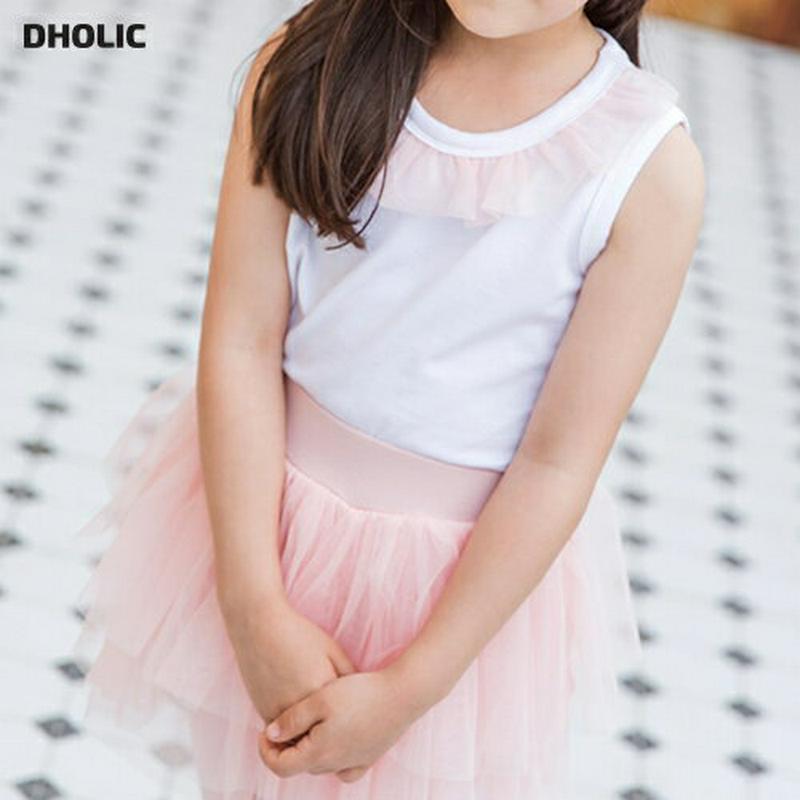 チュールフリルネックスリーブレス・p001138 キッズ【3~8才】【tops】【トップス チュール スリーブレス ノースリーブ