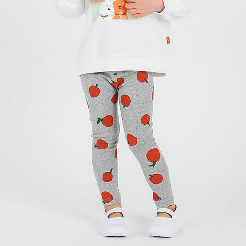 アップルレギンス・p001258 キッズ【3~8才】【pt】【パンツ レギンス リンゴ りんご くだもの 果物 ズボン ボトムス 長ズボン 可愛い かわいい カジュアル 女の子 男の子 子供 こども 子供服 こども服】【KIDS】