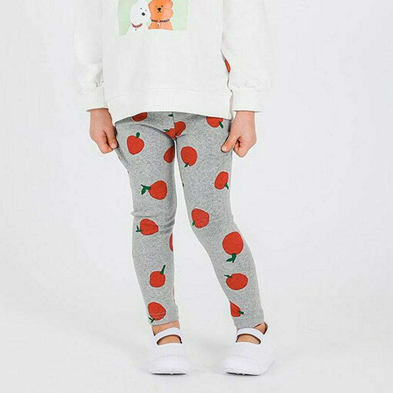 アップルレギンス・p001258 キッズ【3~8才】【pt】【パンツ レギンス リンゴ りんご くだもの 果物 ズボン ボトムス 長ズボン 可愛い かわいい カジュアル 女の子 男の子 子供 こども 子供服 こども服】【KIDS】