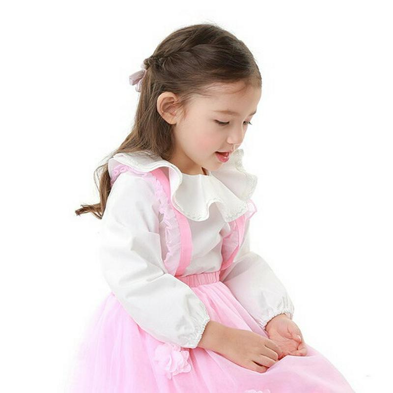 レースラッフルカラーブラウス・p001270 キッズ【3~8才】【bl】【トップス ブラウス ラッフル ラッフルカラー フリル 襟コンシャス レース ガーリー 可愛い かわいい 長袖 女の子 子供 こども 子供服 こども服】【KIDS】