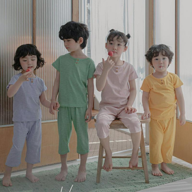 ヘンリーネックパジャマSET(ピンク)・p001045 キッズ【3~8才】【uw】【パジャマ 部屋着 ルームウェア ヘンリーネッ