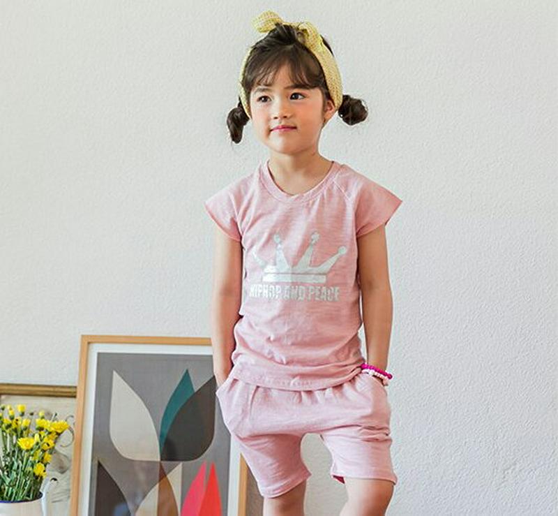 crown半袖Tシャツ p001079 キッズ 【3~8才】【tops】【韓国 ファッション トップス Tシャツ ラウンドネック