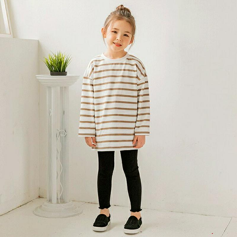 ボーダー上下SET p001235 キッズ 【3~8才】【SET】【韓国 ファッション セット Tシャツ カットソー ラウンドネ