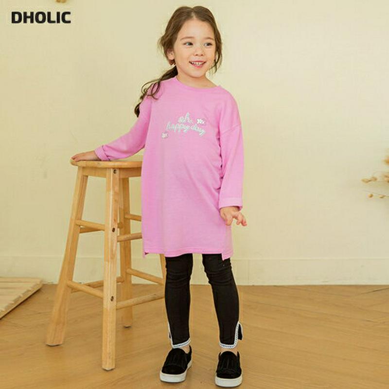 happy上下SET(ライラック) p001239 キッズ 【3~8才】【SET】【韓国 ファッション セット Tシャツ カット