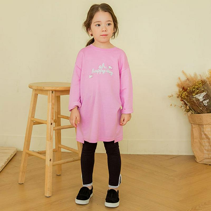 happy上下SET(ライラック) p001239 キッズ 【3~8才】【SET】【韓国 ファッション セット Tシャツ カット