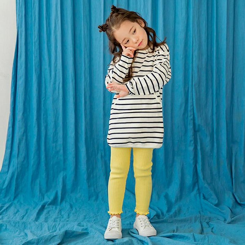 ボーダーマフポケットTシャツ&レギンスSET p001240 キッズ 【3~8才】【SET】【韓国 ファッション セット Tシャ