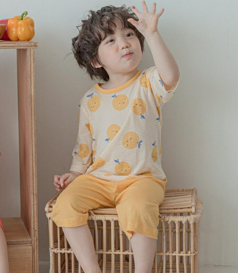 Fresh fruitパジャマSET(イエロー) p001031 キッズ 【3~8才】【uw】【韓国 ファッション パジャマセッ