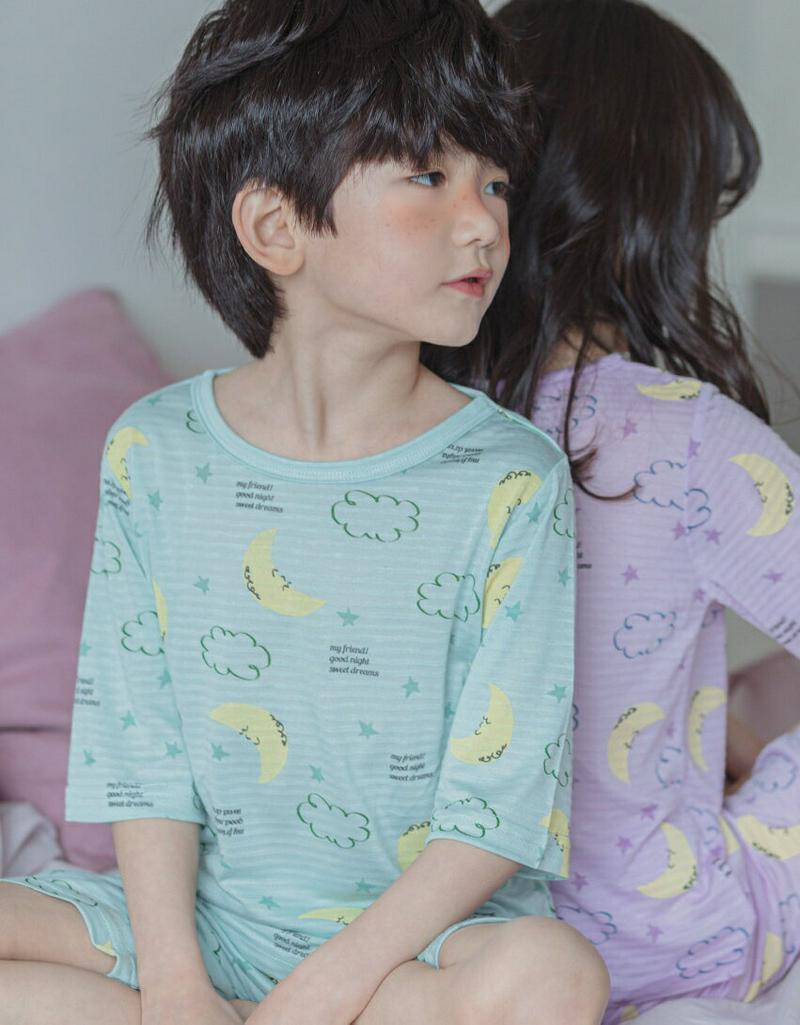 Sweet dreamパジャマSET(ミント) p001032 キッズ 【3~8才】【uw】【韓国 ファッション パジャマセット