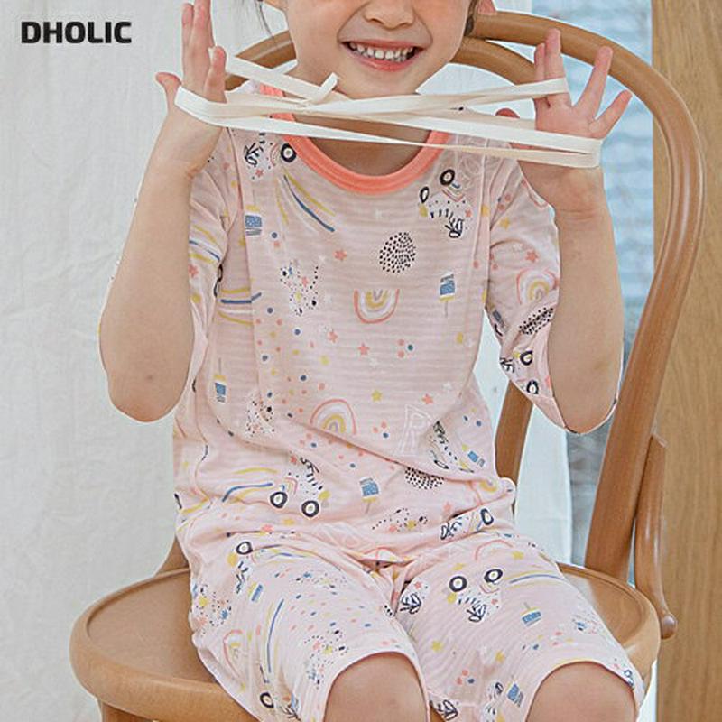 roly rolyパジャマSET p001076 キッズ 【3~8才】【uw】【パジャマセット パジャマ 根間着 部屋着 ラウンドネック 半袖 ハーフスリーブ 七分袖 七分丈 半ズボン ショートパンツ 短パン 女の子 パターン 柄キッズ 子供 子供用 春 夏】【KIDS】