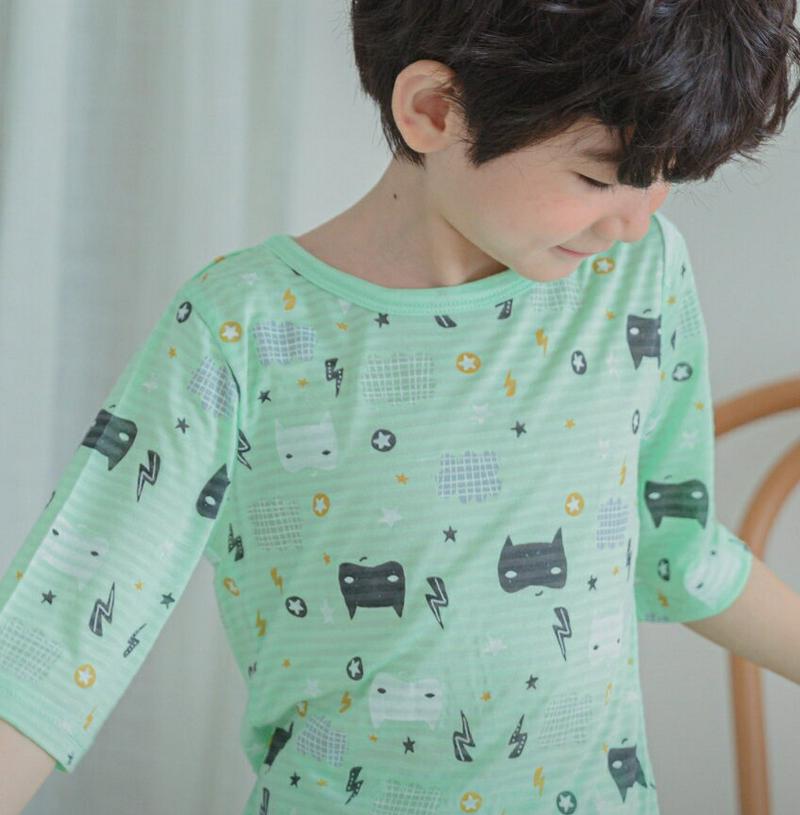 ThunderパジャマSET p001048 キッズ 【3~8才】【uw】【韓国 ファッション パジャマセット パジャマ 根間着 部屋着 ラウンドネック 半袖 分袖 半ズボン ショートパンツ 短パン パターン 柄キッズ 子供 子供用 春 夏】【KIDS】