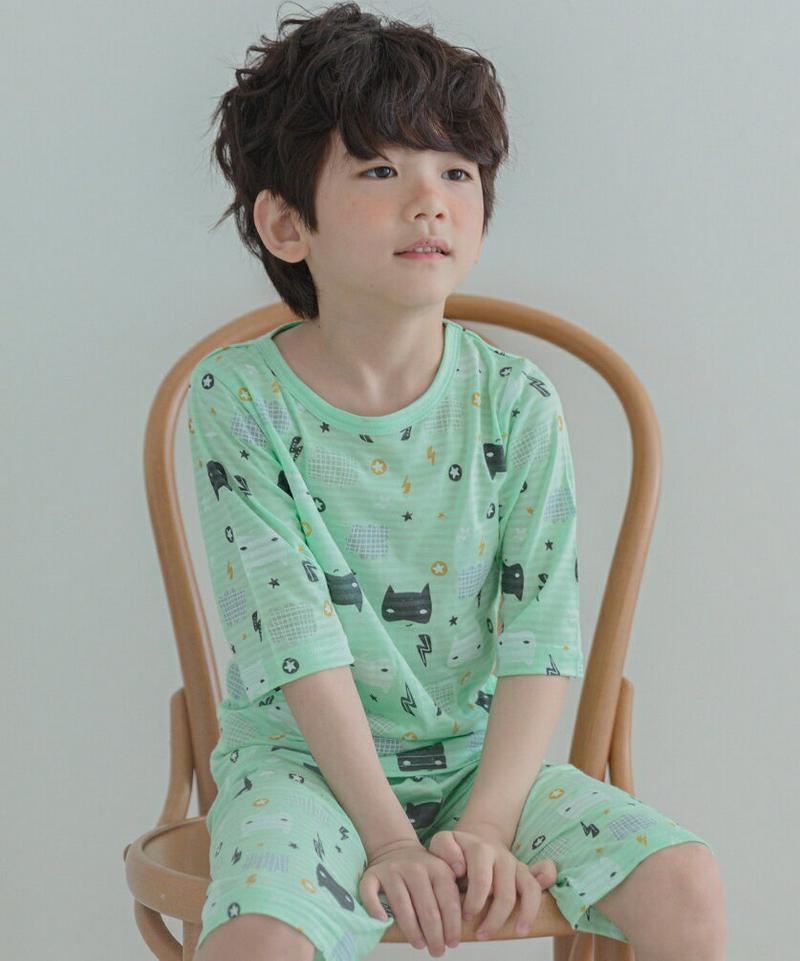 ThunderパジャマSET p001048 キッズ 【3~8才】【uw】【韓国 ファッション パジャマセット パジャマ 根間着 部屋着 ラウンドネック 半袖 分袖 半ズボン ショートパンツ 短パン パターン 柄キッズ 子供 子供用 春 夏】【KIDS】