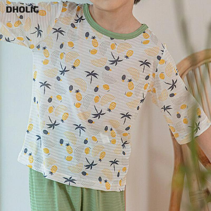 Tropical summerパジャマSET p001036 キッズ 【3~8才】【uw】【韓国 ファッション パジャマセット パジャマ 根間着 部屋着 ラウンドネック 半袖 ハーフスリーブ 七分袖 七分丈 半ズボン ショートパンツ 短パン 男の子 子供 子供用 春 夏】【KIDS】