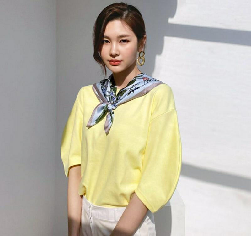ラウンドパフTシャツ ・全3色・b55832 レディース【tops】【トップス Tシャツ 半袖 ラウンドネック パフスリーブ 綿