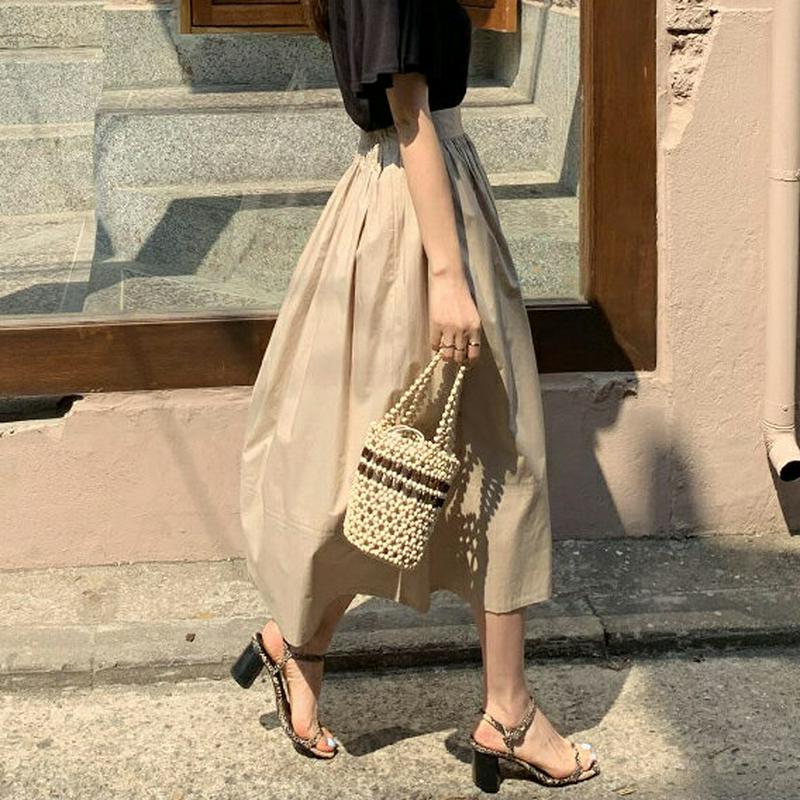 コットンギャザースカート・全3色・b61726 レディース【sk】【スカート ロングスカート ロング ギャザー 単色 無地 コッ