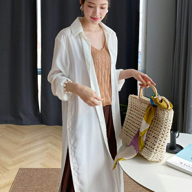 2WAYサイドボタンロングシャツ・全3色・t27917 レディース【bl】【トップス シャツ ロング丈 ロングシャツ ストライプ