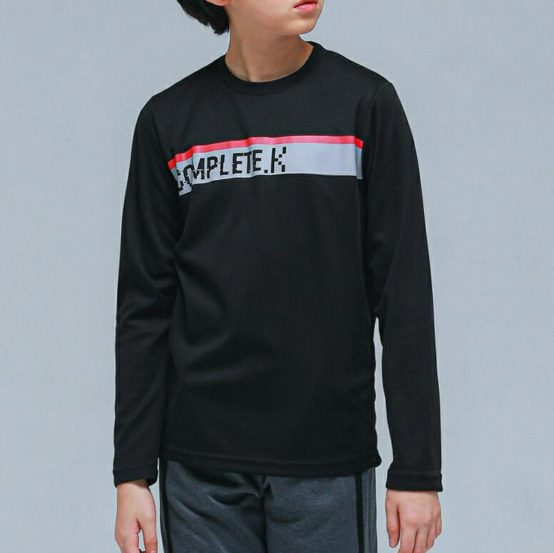 NT04英字カラーラインTシャツ(ブラック)・p000843 キッズ【9~17才】【tops】【トップス Tシャツ 長袖 ロンT