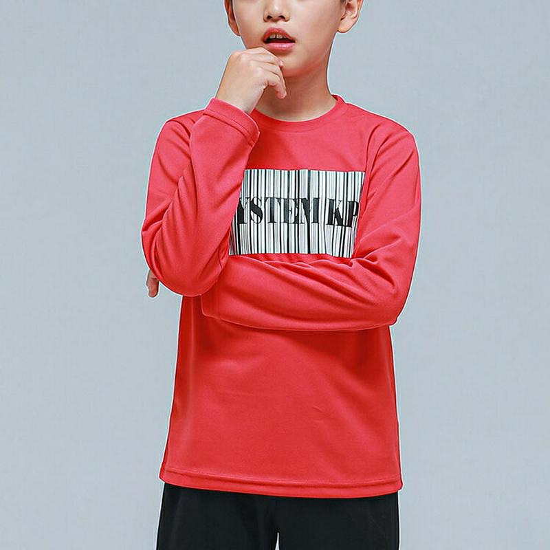 NT05ボックスプリントTシャツ(レッド)・p000840 キッズ【9~17才】【tops】【トップス Tシャツ ロンT 長袖 