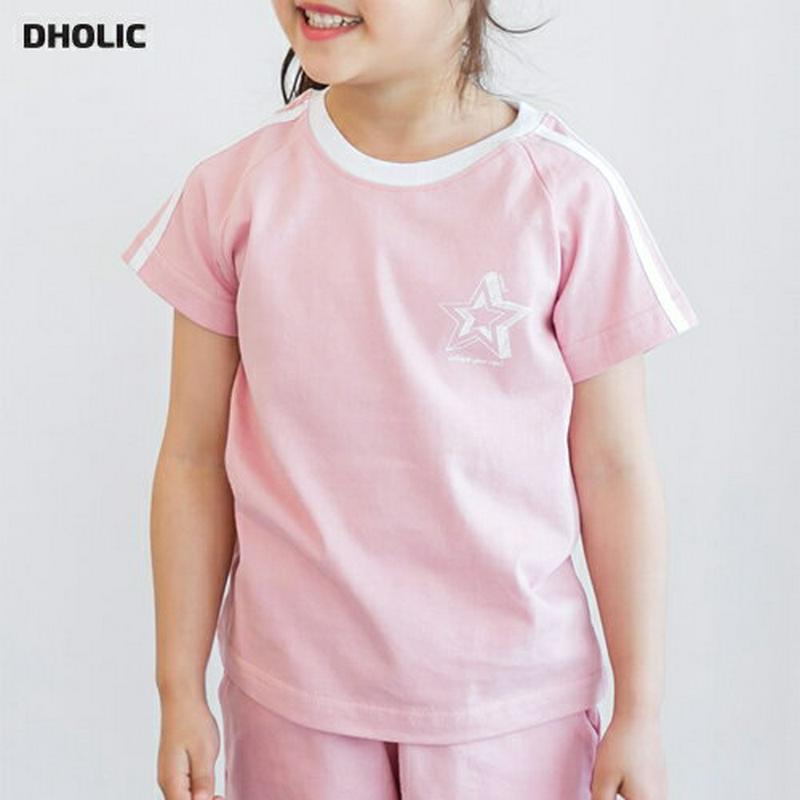 スタープリントTシャツ(ジュニア)・p001158 キッズ【9~17才】【tops】【トップス Tシャツ 半袖 サイドライン ラ