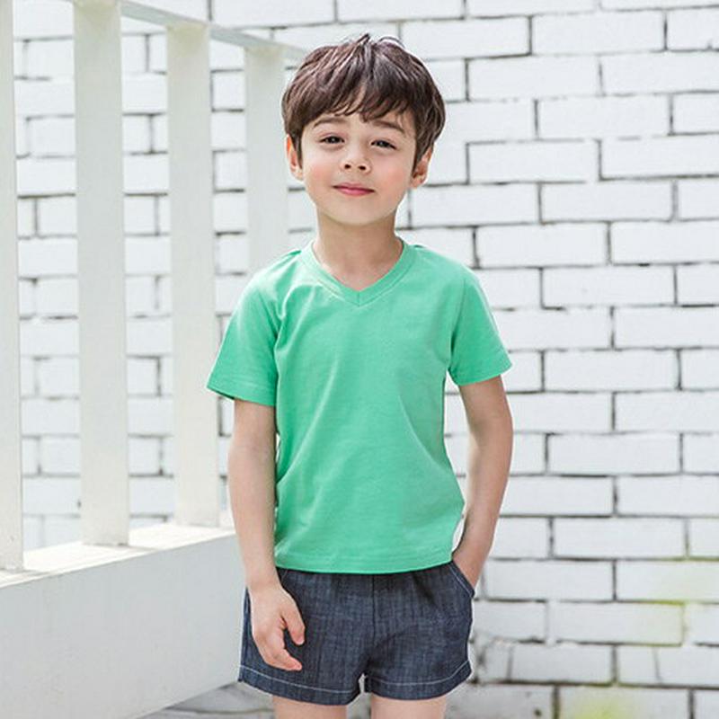 Vネック半袖Tシャツ(ジュニア)・p001144 キッズ【9~17才】【tops】【トップス Tシャツ 半袖 単色 無地 シンプル ベーシック カジュアル ラフ 女の子 男の子 子供 こども 子供服 こども服】【KIDS】