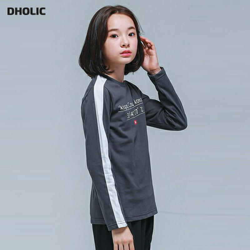NT13レタリングTシャツ(チャコール)・p000893 キッズ【9~17才】【tops】【トップス Tシャツ 長袖 ロンT ロ