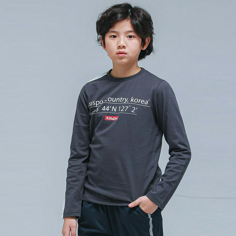 NT13レタリングTシャツ(チャコール)・p000893 キッズ【9~17才】【tops】【トップス Tシャツ 長袖 ロンT ロ