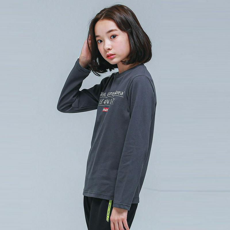 NT13レタリングTシャツ(チャコール)・p000893 キッズ【9~17才】【tops】【トップス Tシャツ 長袖 ロンT ロ