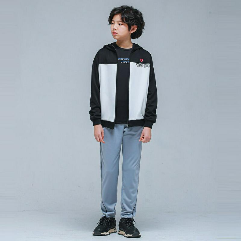 NS10フードトレーニング上下SET(ブラックグレー)・p000908 キッズ【9~17才】【set】【セット トップス Tシャ
