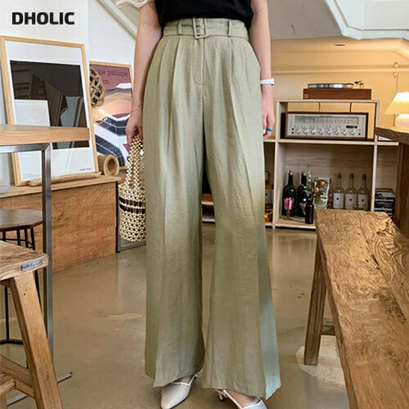 ベルト付リネン混ワイドパンツ・全4色・t61787 レディース【pt】【ワイドパンツ ロングパンツ　ワイド ロング パンツ ズボ