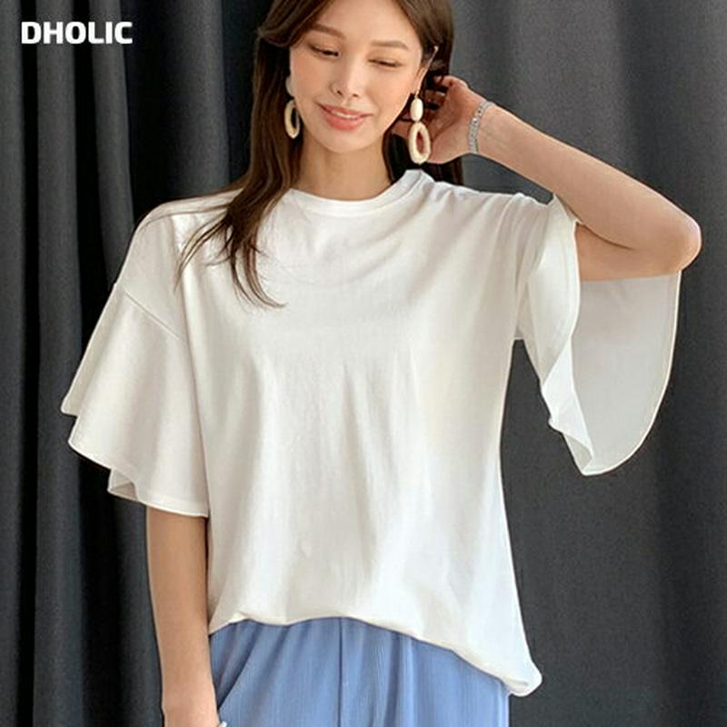 フレアスリーブTシャツ・全3色・b61770 レディース【tops】【トップス Tシャツ フレア フレアスリーブ 袖コンシャス 