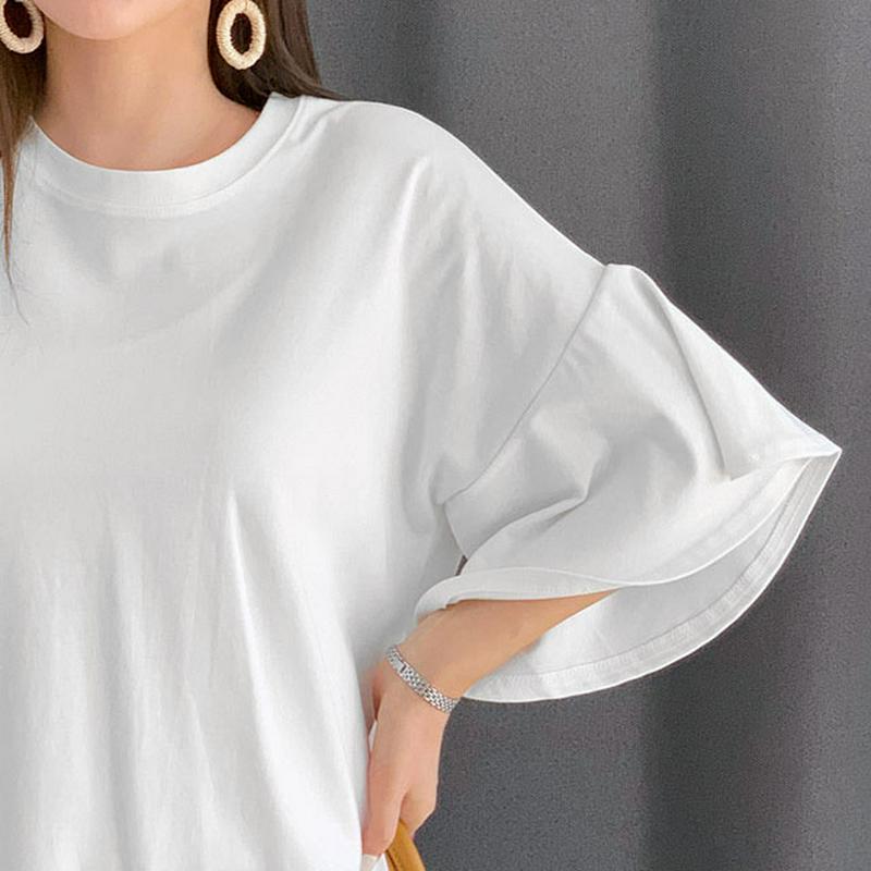 フレアスリーブTシャツ・全3色・b61770 レディース【tops】【トップス Tシャツ フレア フレアスリーブ 袖コンシャス 