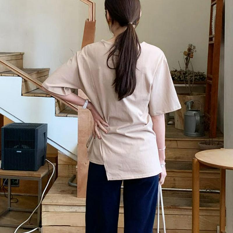 サイドドロストTシャツ・全3色・b61766 レディース【tops】【トップス Tシャツ 半袖 ハーフスリーブ ドロスト 単色 