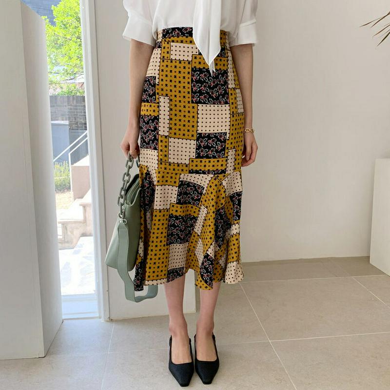 エスニックスクエアパターンスカート・全2色・b55821 レディース【sk】【スカート ロングスカート ロング丈 エスニック パ