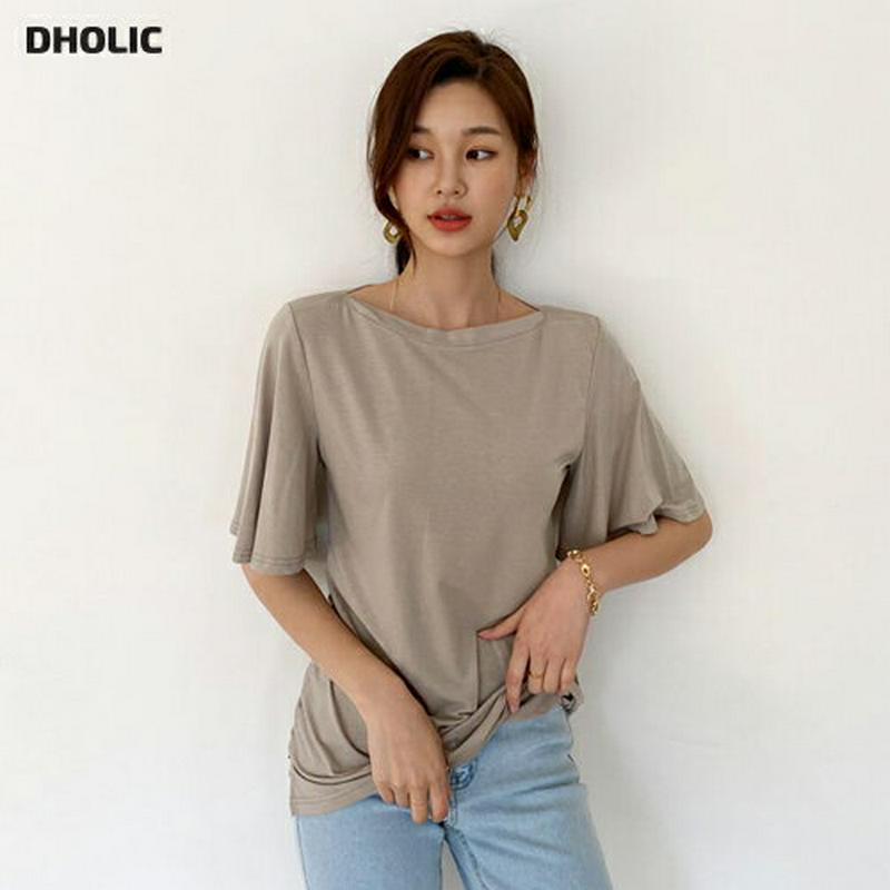 ボートネックフレアスリーブTシャツ・全6色・b55841 レディース【tops】【トップス Tシャツ 半袖 ボートネック フレア