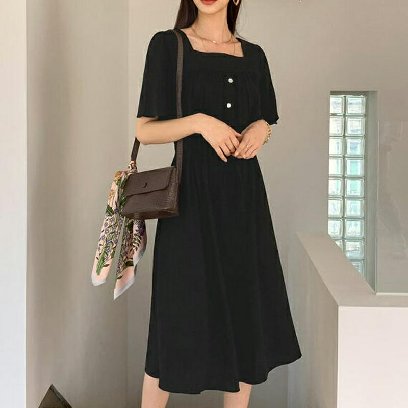 スクエアドロストワンピース・全3色・t55845 レディース【ops】【ワンピース ミディアムワンピース ミディ丈 半袖 スクエ