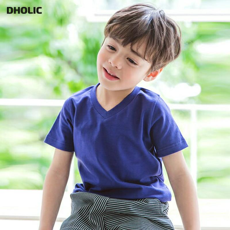 Vネック半袖Tシャツ・p001147 キッズ【3~8才】【tops】【トップス Tシャツ 半袖 ハーフスリーブ 単色 無地 シンプル ベーシック カジュアル Vネック 女の子 男の子 子供 こども 子供服 こども服】【KIDS】