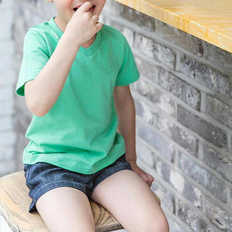 Vネック半袖Tシャツ・p001147 キッズ【3~8才】【tops】【トップス Tシャツ 半袖 ハーフスリーブ 単色 無地 シンプル ベーシック カジュアル Vネック 女の子 男の子 子供 こども 子供服 こども服】【KIDS】