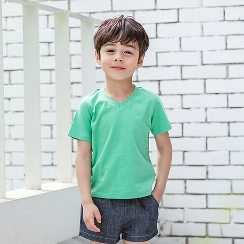 Vネック半袖Tシャツ・p001147 キッズ【3~8才】【tops】【トップス Tシャツ 半袖 ハーフスリーブ 単色 無地 シンプル ベーシック カジュアル Vネック 女の子 男の子 子供 こども 子供服 こども服】【KIDS】