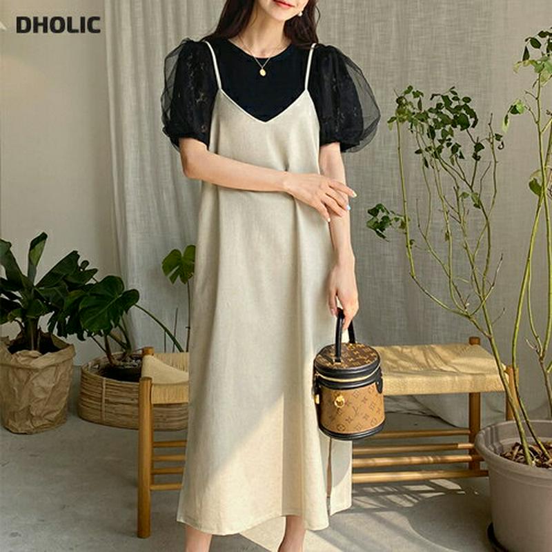 リネン混キャミワンピース・全3色・b58824 レディース【ops】【ワンピース ロングワンピース ロング丈 キャミワンピース 