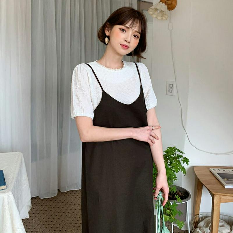 リネン混キャミワンピース・全3色・b58824 レディース【ops】【ワンピース ロングワンピース ロング丈 キャミワンピース 