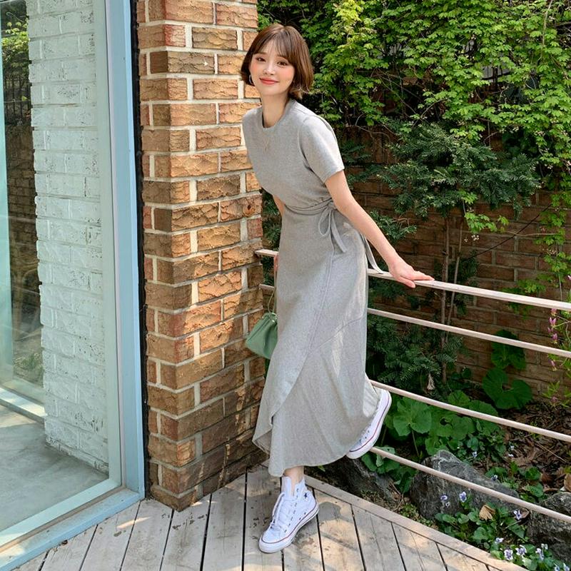 Tシャツ&ラップスカートSET・全2色・b58827 レディース【ops】【トップス Tシャツ 半袖 ラウンドネック スカート 