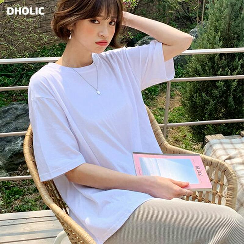 バックスリットルーズTシャツ・全4色・b58801 レディース【tops】【トップス Tシャツ 半袖 ラウンドネック スリット 