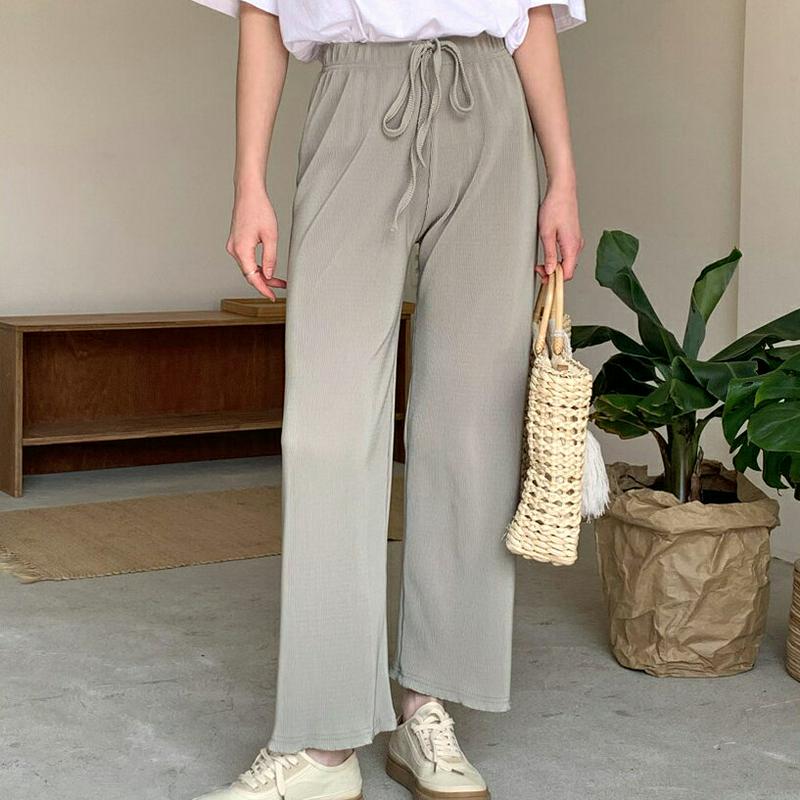 リブワイドパンツ・全5色・t58837 レディース【pt】【パンツ ズボン ロングパンツ ワイドパンツ ワイド リブパンツ 無地