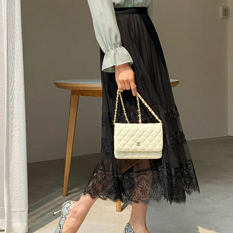 チュールレーススカート・全2色・b58836 レディース【sk】【スカート ロングスカート ロング丈 チュール レース フレア 