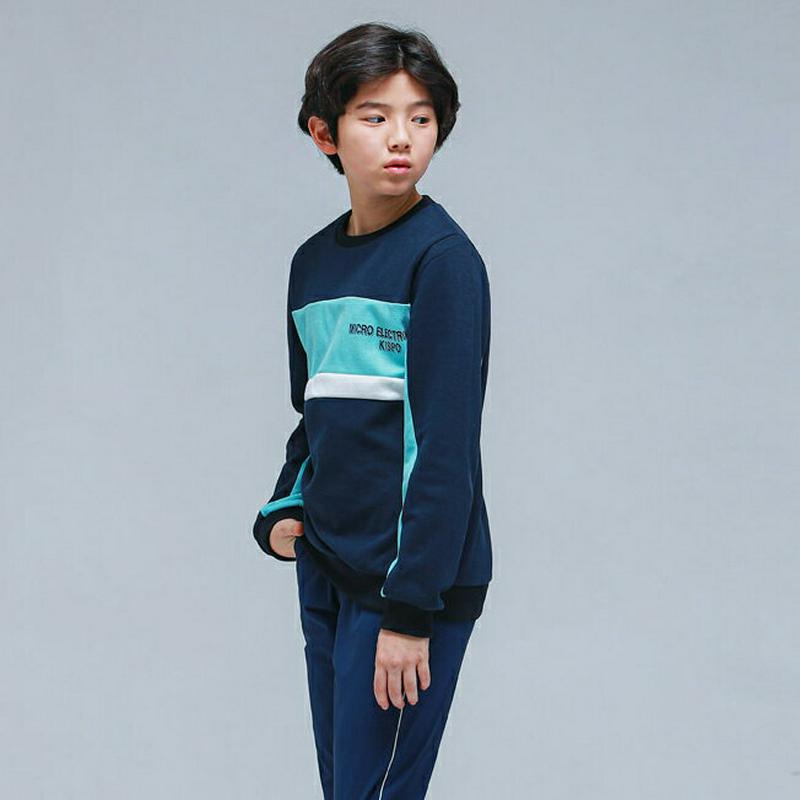 カラーブロックスウェット(ネイビー)・p000879 キッズ【9~17才】【tops】【トップス スウェット トレーナー 長袖 